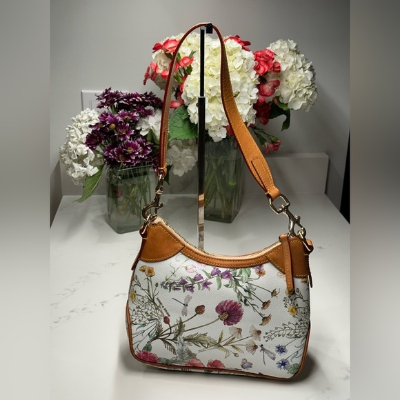 Dooney & Bourke Floral Leather Shoulder Bag + D & B Dusty - Picture 4 of 11